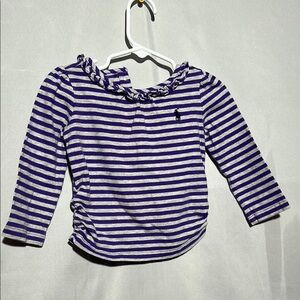 Polo Ralph Lauren Striped Girls Shirt Purple And Grey